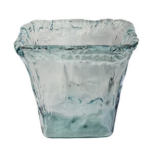 Aveo Glass Vase: Elegant Design, Thick Blue-Tinted Glass - 7.5x12x4 inches